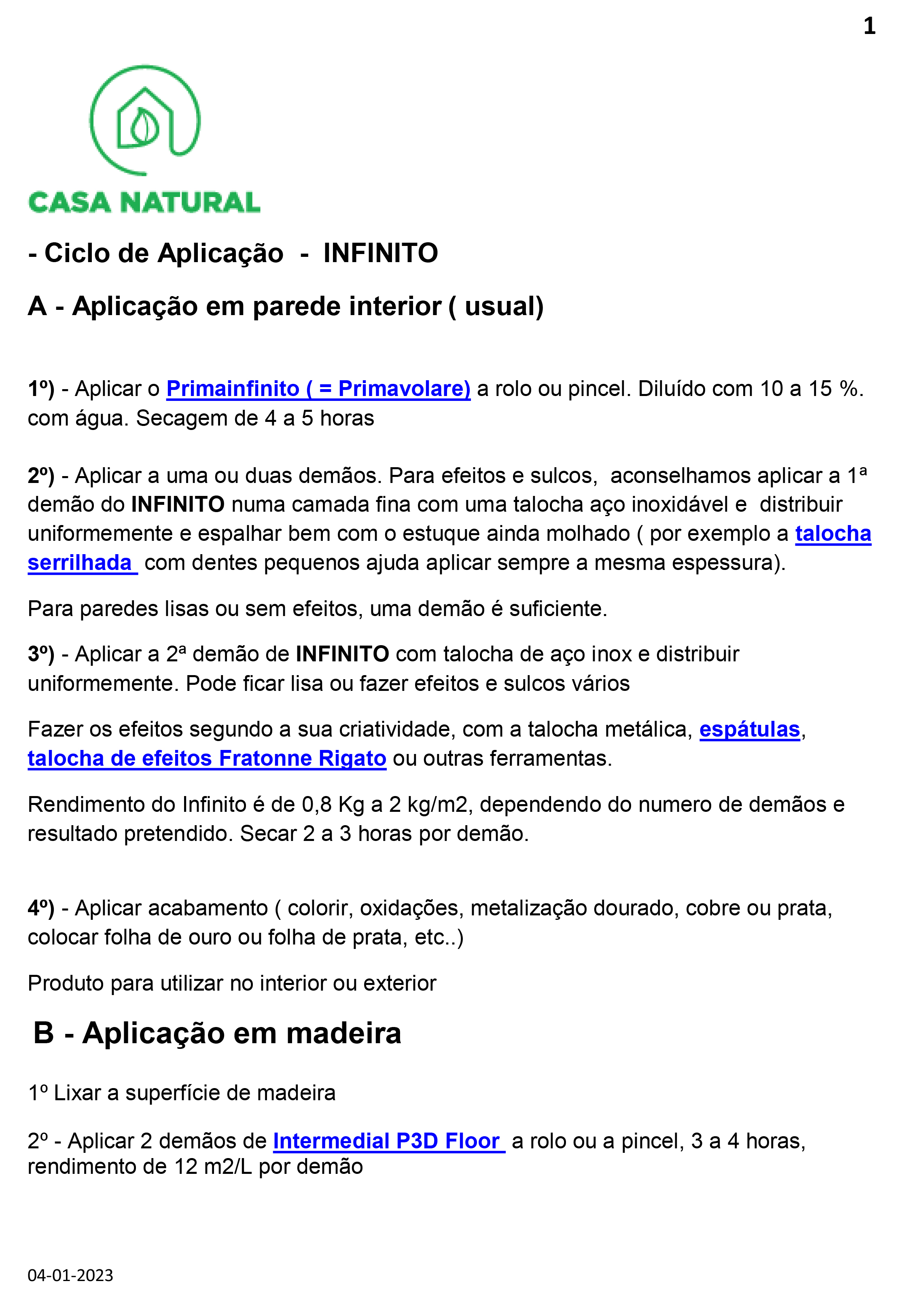 Ciclo de aplicação do estuque texturizado infinito